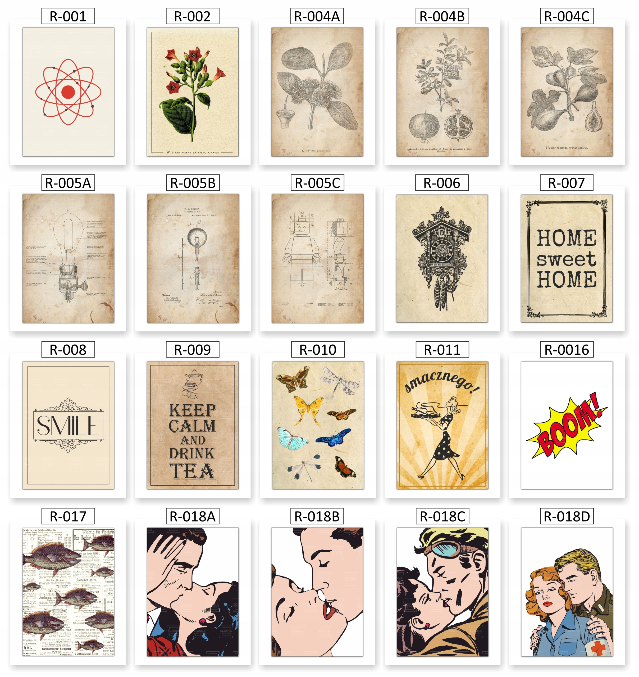 PLAKAT NA ŚCIANĘ 70x100cm-RETRO VINTAGE 109 wzorów Marka inna