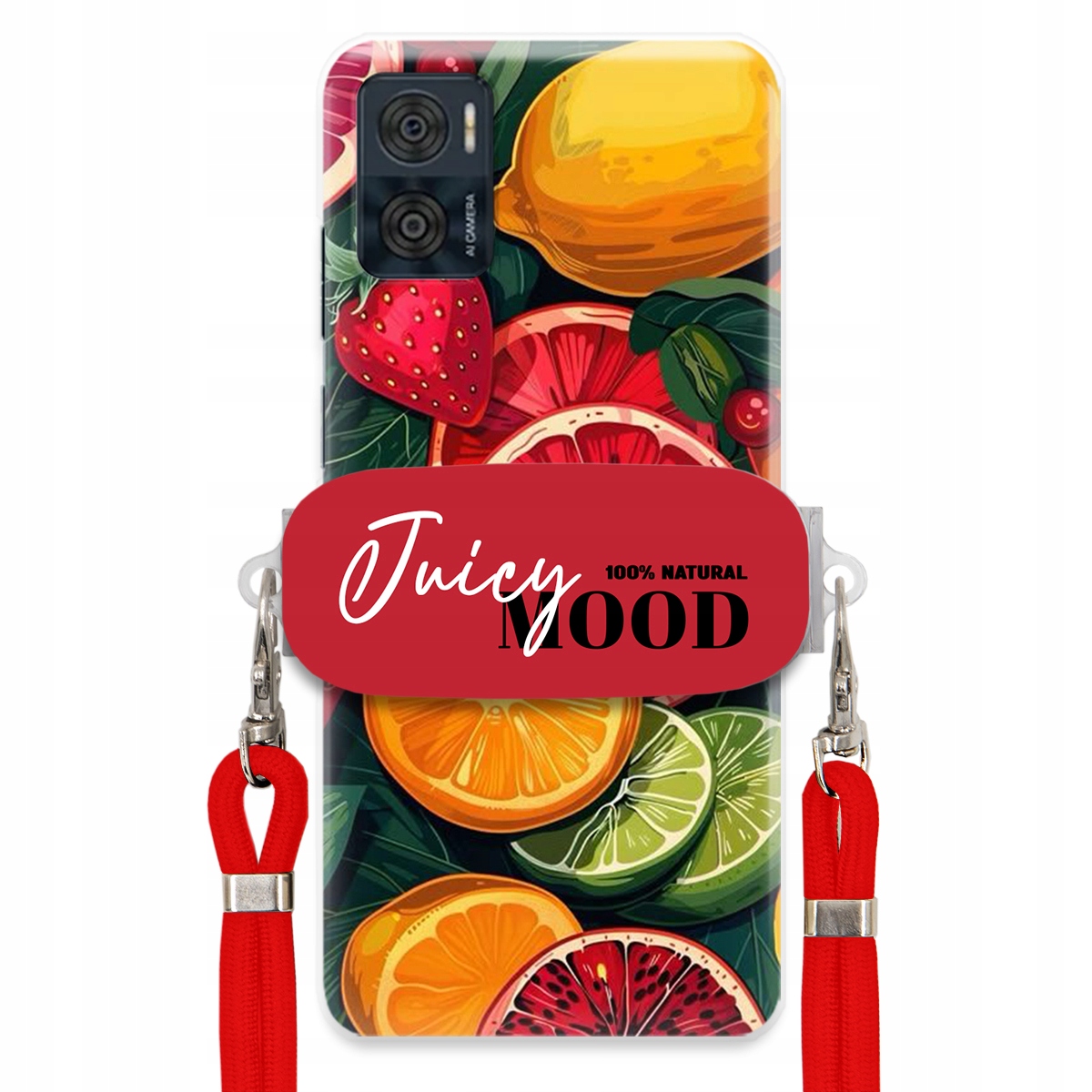 Puzdro pre Motorola E22i Červená Crossbody šnúra Módny držiak Juice Mood