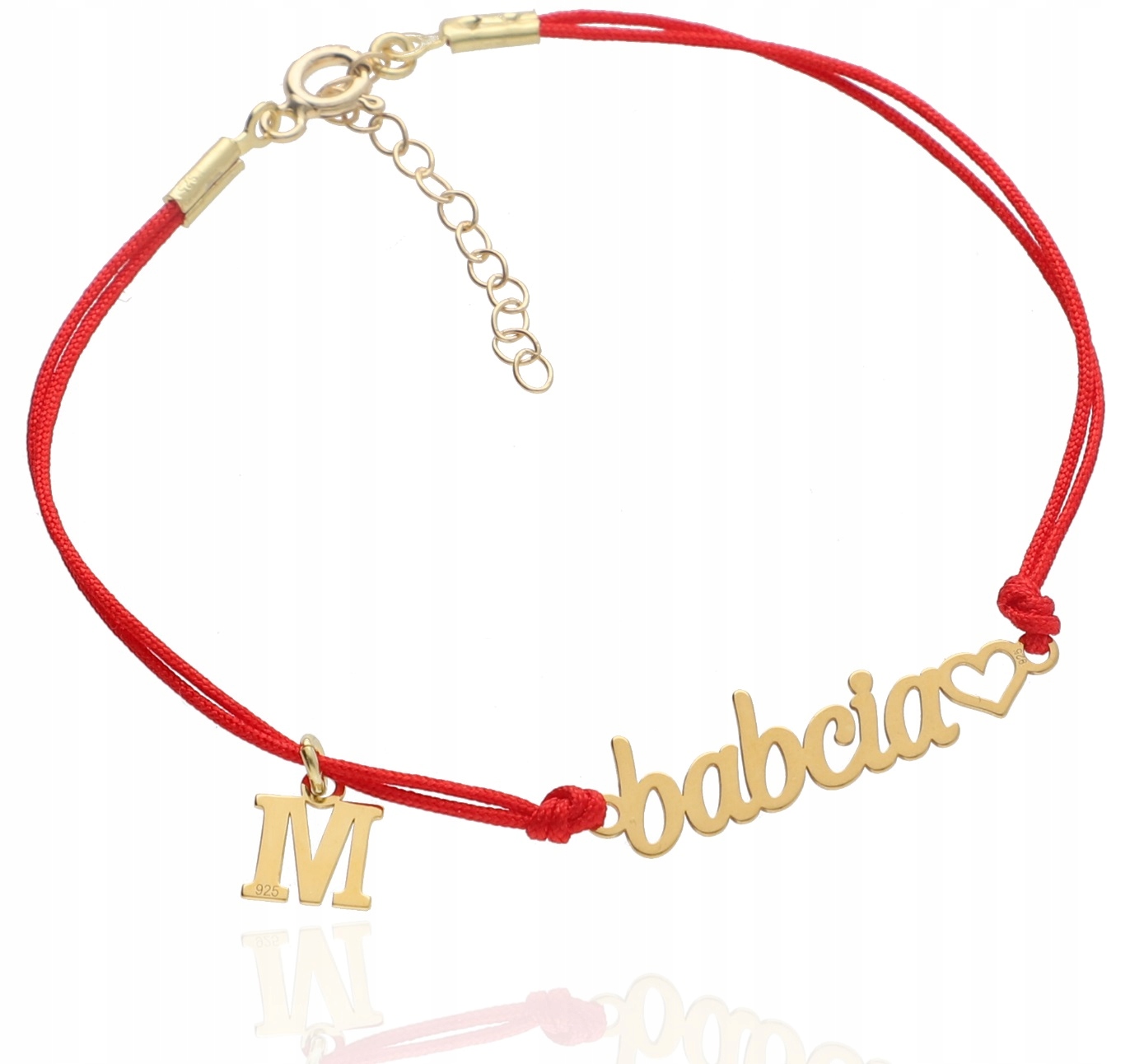 Zlatý provázkový náramek pro babičku Babička Den Babičky, libovolné písmenko
