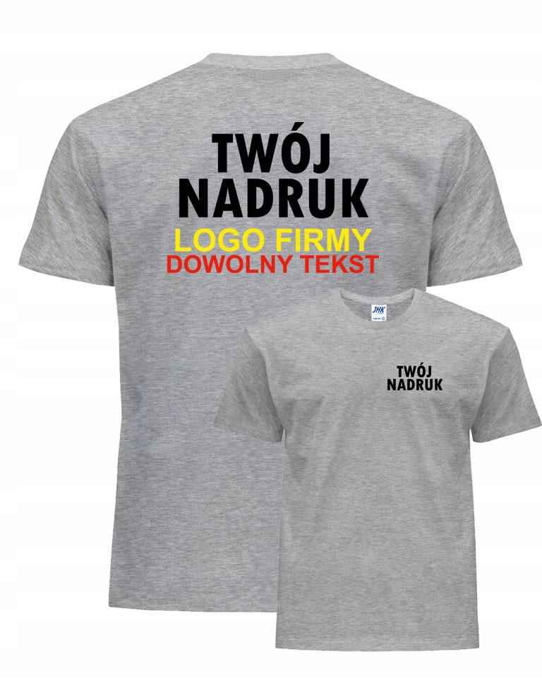 

Koszulka szara z logiem Nadruk Tekst Napis 3XL