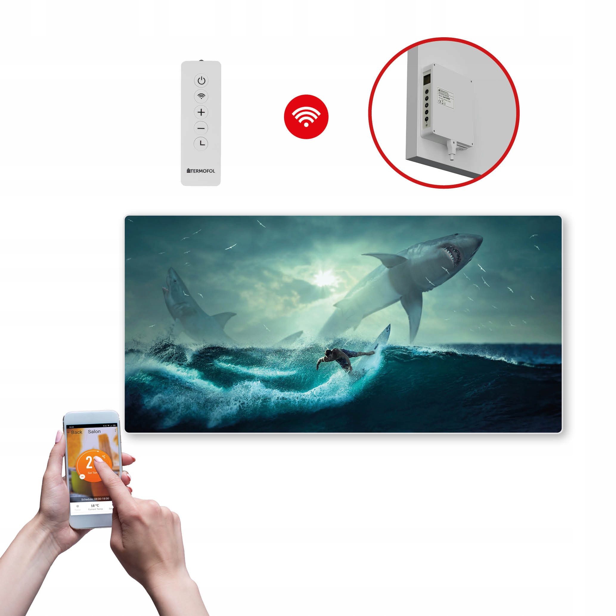 Dekoračný infračervený Ohrievací Panel s výkonom 700 W a Wifi