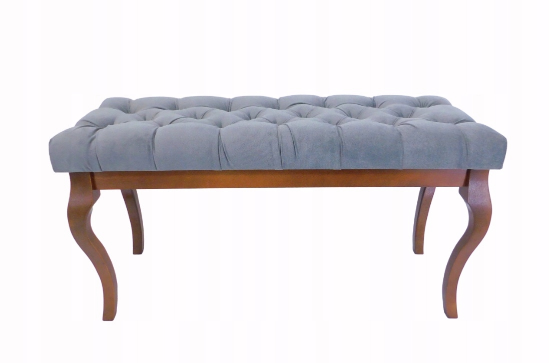 Čalúnená lavička sivý velúr drevo buk orech 105 x 40 cm H 55 cm
