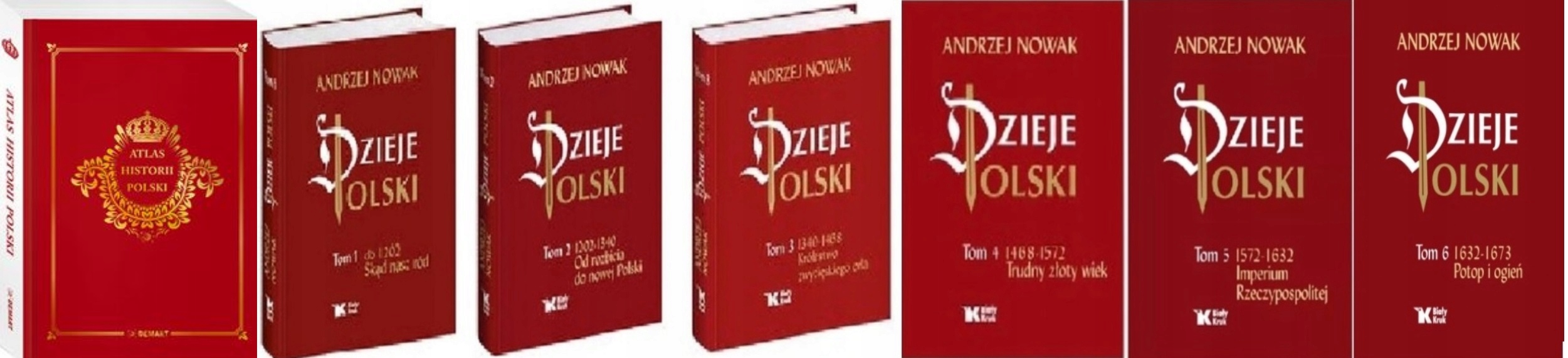 Atlas historii Polski + Dzieje Polski. Tom 1+2+3+4+5+6 Nowak