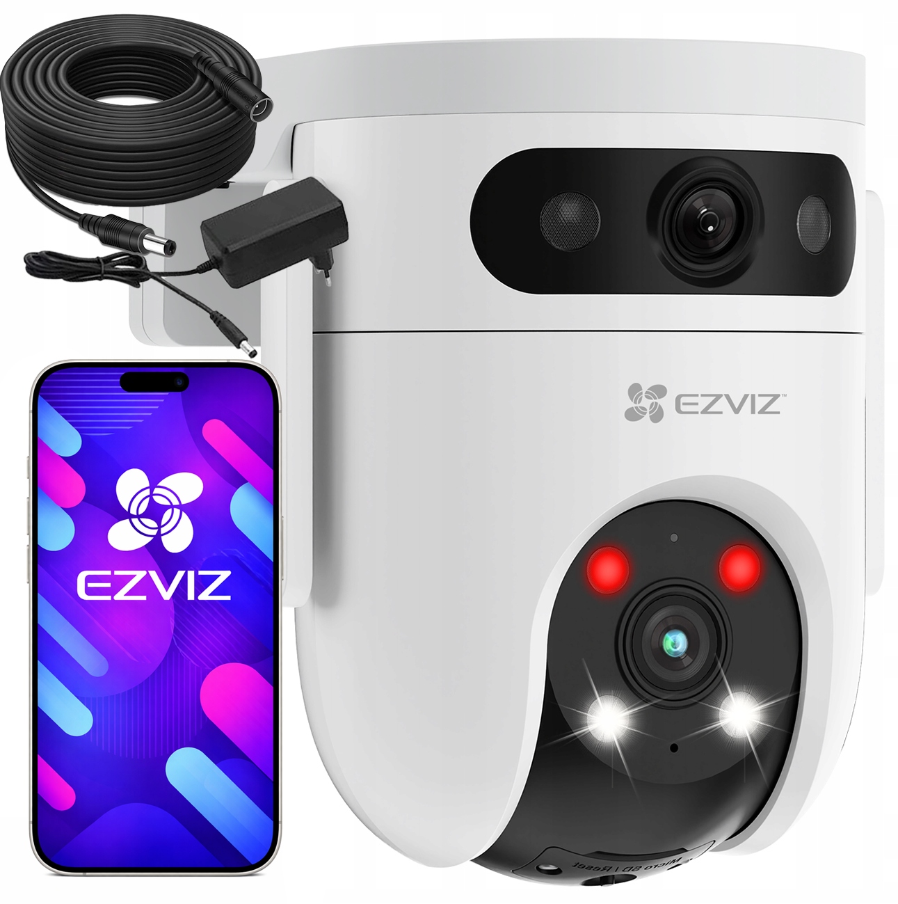 Kamera Obrotowa WiFi H9C 3K 5MPx+5MPx Ezviz Autotracking 5m Przedłużacz