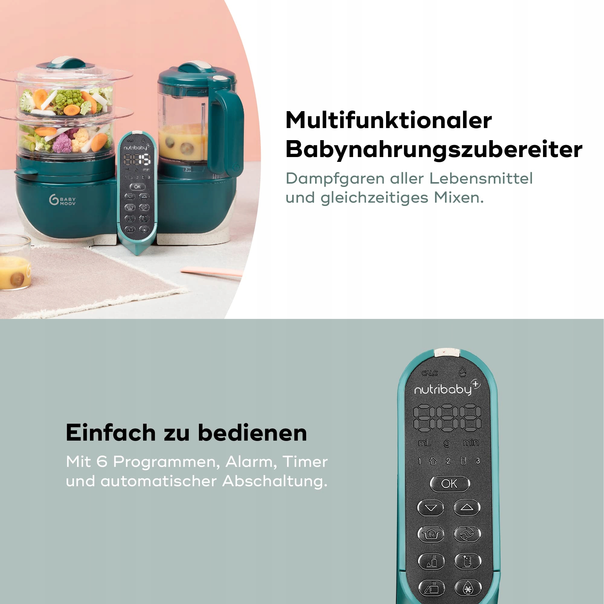 BABYMOOV Nutribaby Plus Zielony Robot Kuchenny Dla Niemowląt 2200ml — miniatura 5