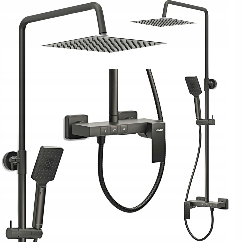 Stĺpový Nástenný Sprchový Set Ars Black Valvex Čierny