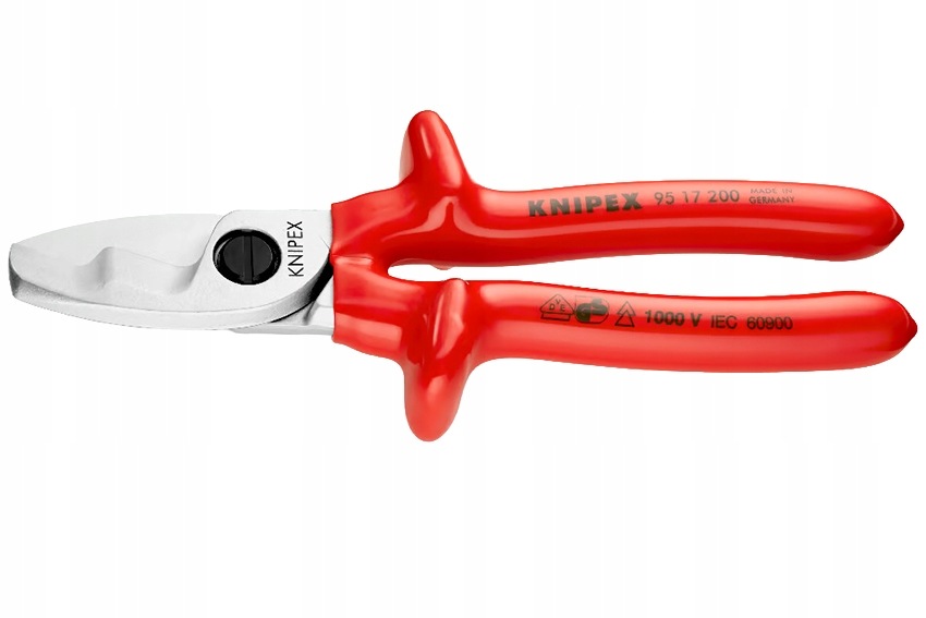 Kabelové nůžky Vde 1000V s dvojitým břitem Knipex 95 17 200, 200 mm