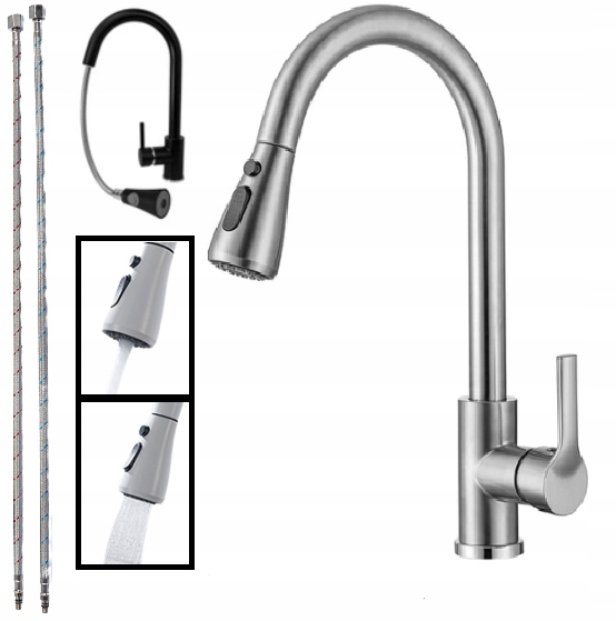 Kuchyňská baterie s dlouhým výtokem, moderní kohoutek do kuchyně 360