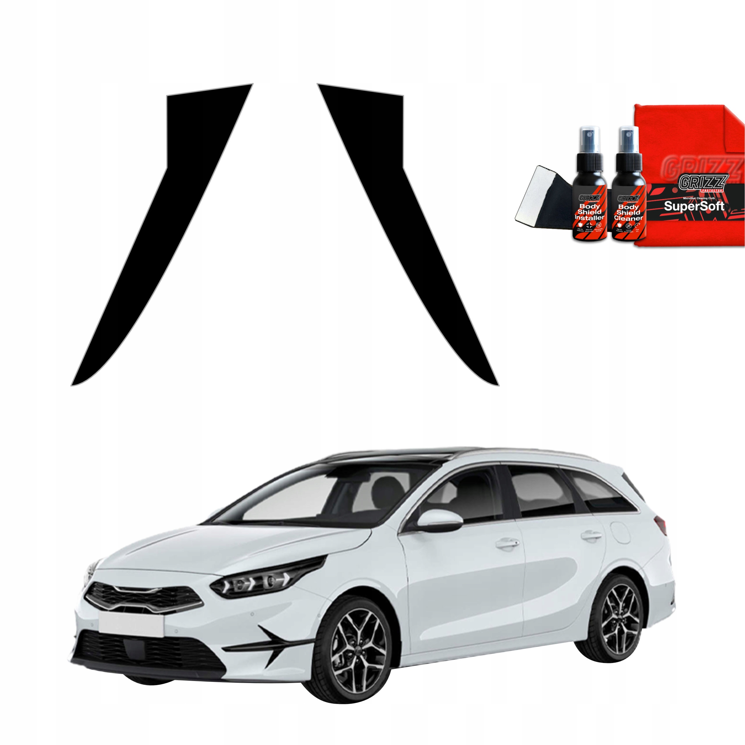 2v1 Černá fólie na sloupky pro Kia Ceed (2021-2025)
