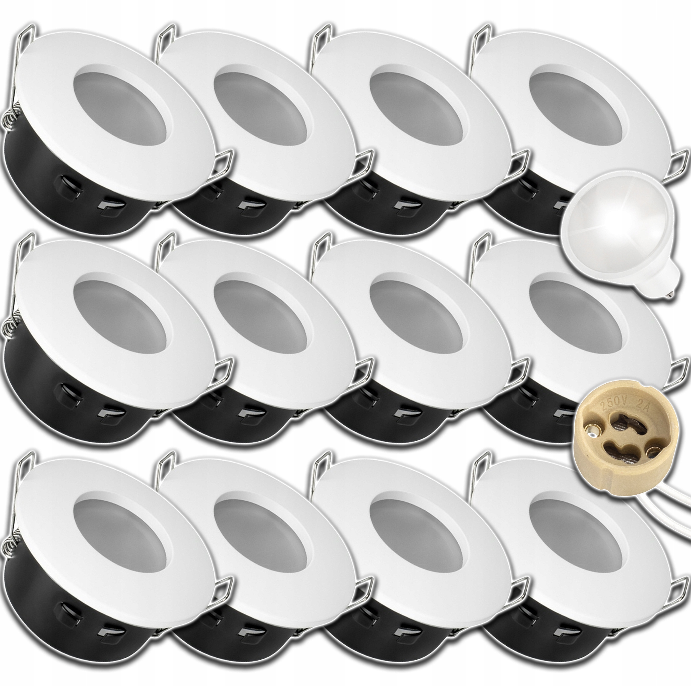 12x Hermetická Stropní Objímka IP64 Venkovní Bílá KOLO+GU10