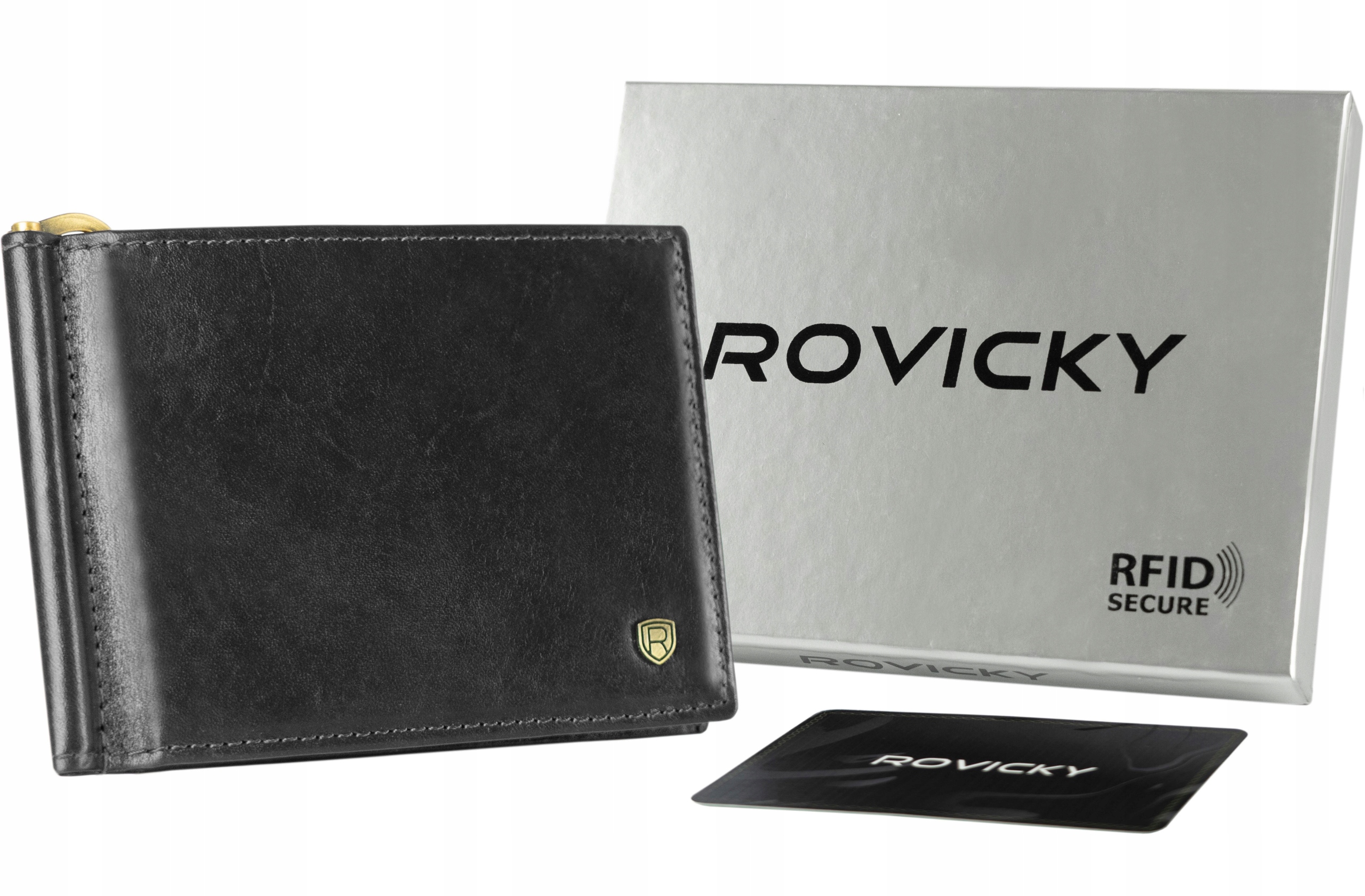 

Rovicky skórzany portfel męski czarny na prezent