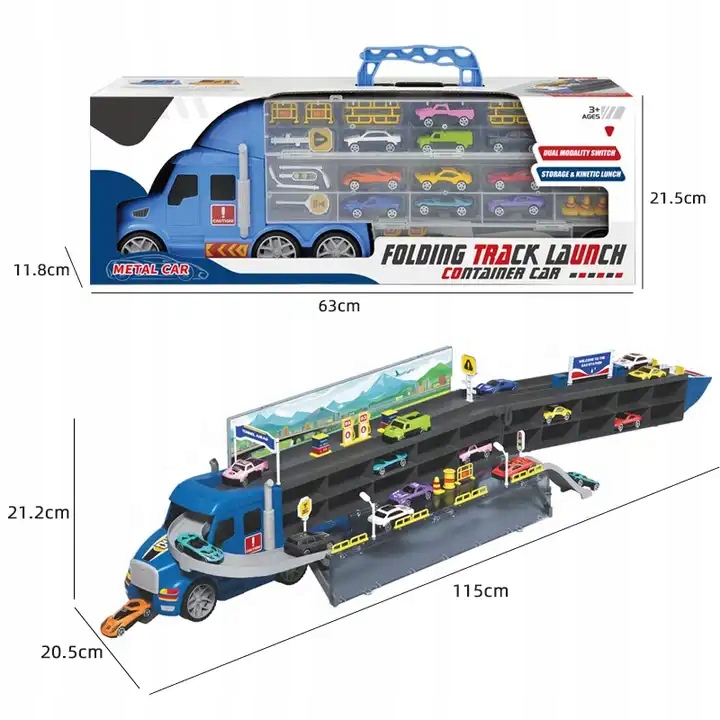 ZESTAW CIĘŻARÓWKA TRANSPORTER WALIZKA NA RESORAKI LAWETA 10 AUTKA + AKC Marka inna