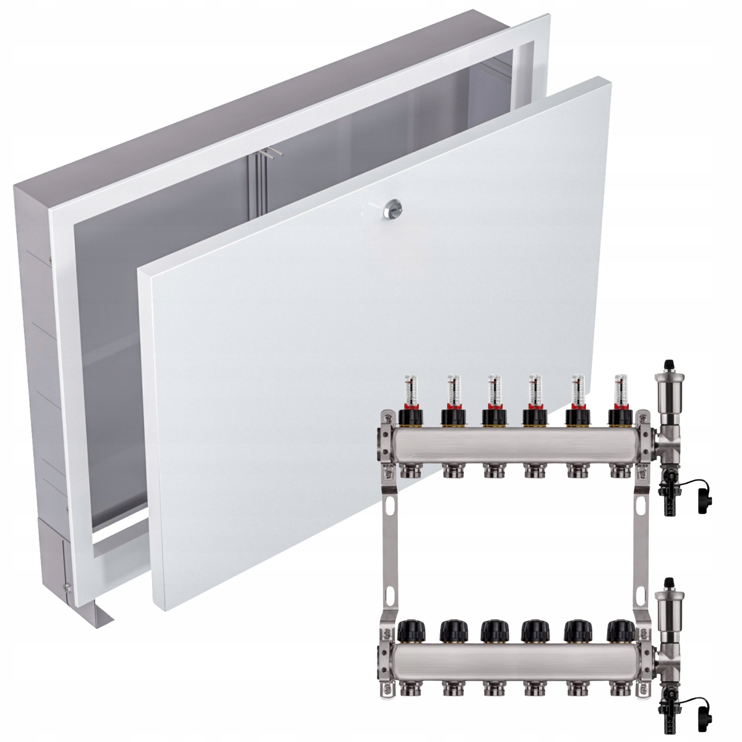 Nerezový Rozdělovač Podlahových Krytin 6+ Podomítková Skříňka Bílá