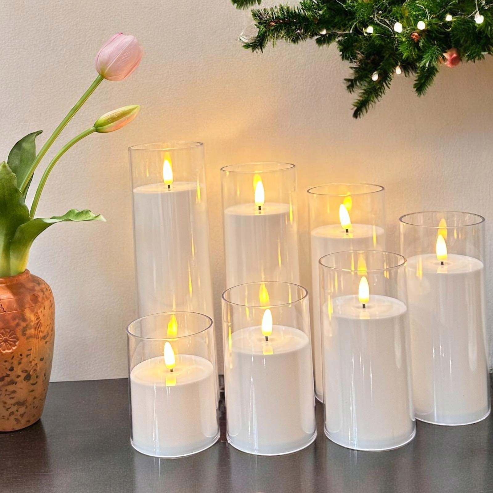 ŚWIECZKA WKŁAD LED DO ZNICZA EFEKT PŁOMIENIA NA BATERIE ŚWIECA 17.5cm 7028 Typ LED