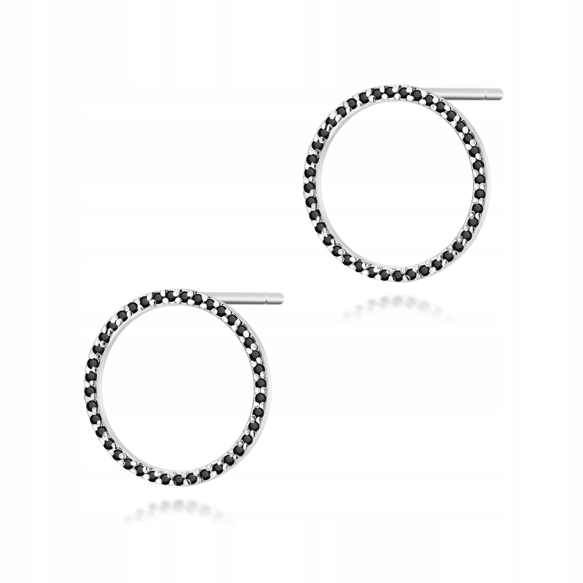 Zlaté náušnice 585 pro ženy s černými diamanty, efektní bílé zlato