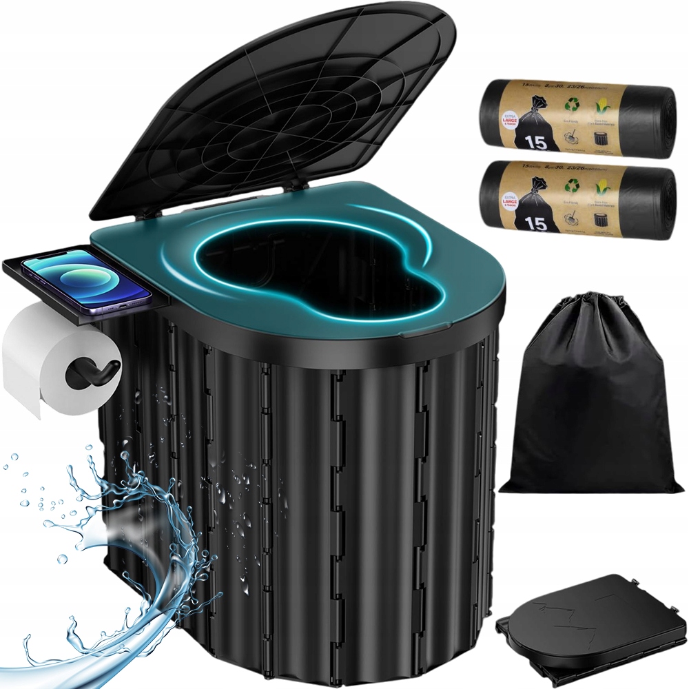 Toaleta Turystyczna Przenośna Kempingowa Składana Mobilne Wc 20L Z Uchwyt