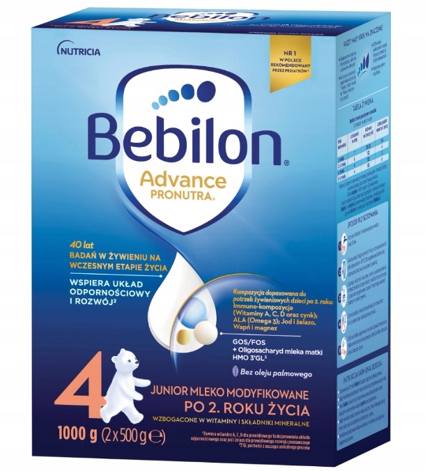 MLEKO MODYFIKOWANE PO 2 ROKU ŻYCIA BEBILON ADVANCE PRONUTRA JUNIOR 4 1000G