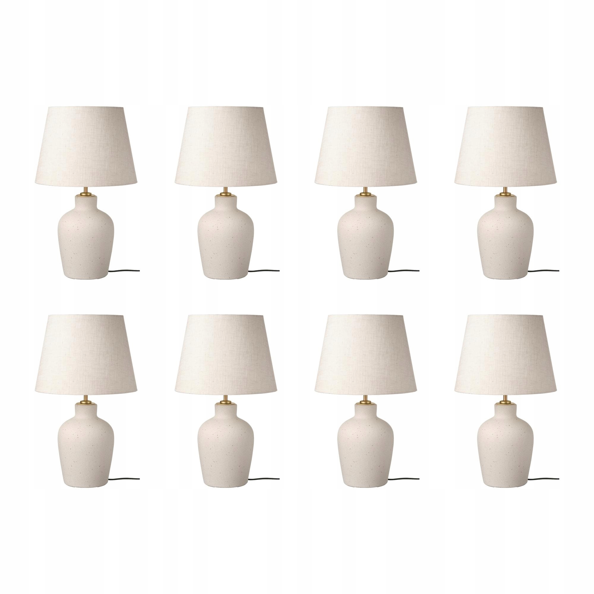 8 szt. Lampa stołowa kremowa ceramika beżowy klosz 50 cm Blidvader
