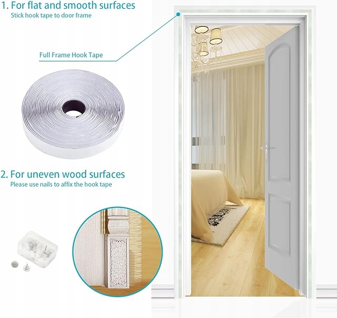 Moskitiera APALUS MAGNETYCZNA BIAŁA ZASŁONA DO DRZWI 120 x 220 / 220 cm Wysokość 120 cm