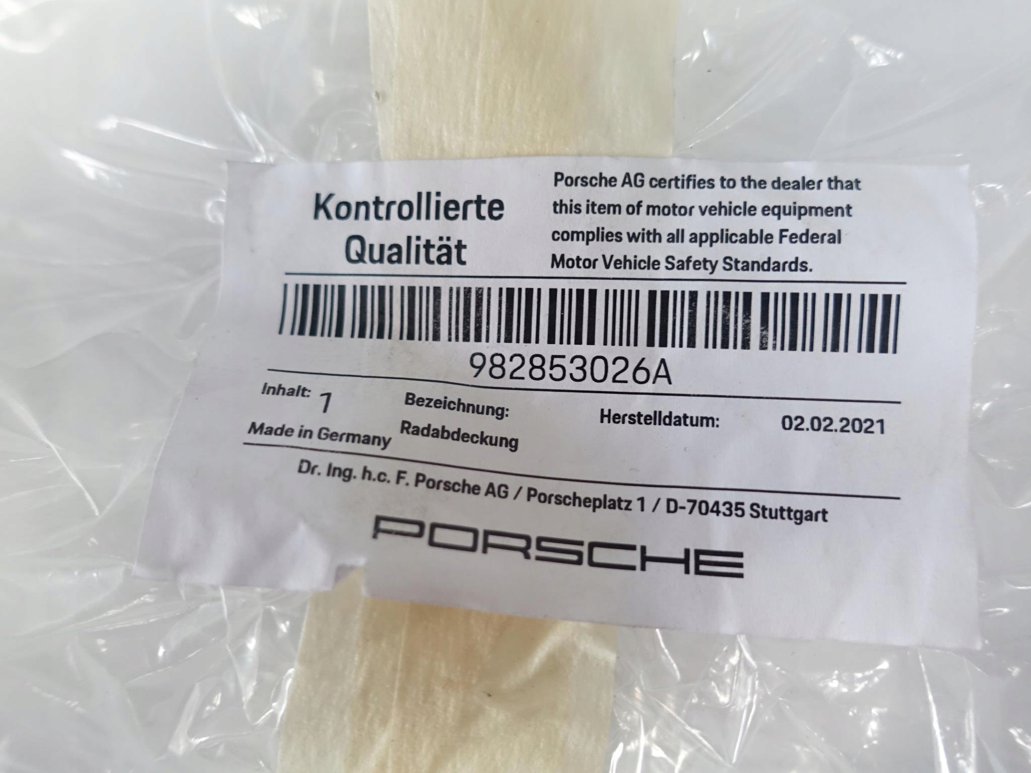PORSCHE 982 718 GT4 lišta levá nárazníku záď