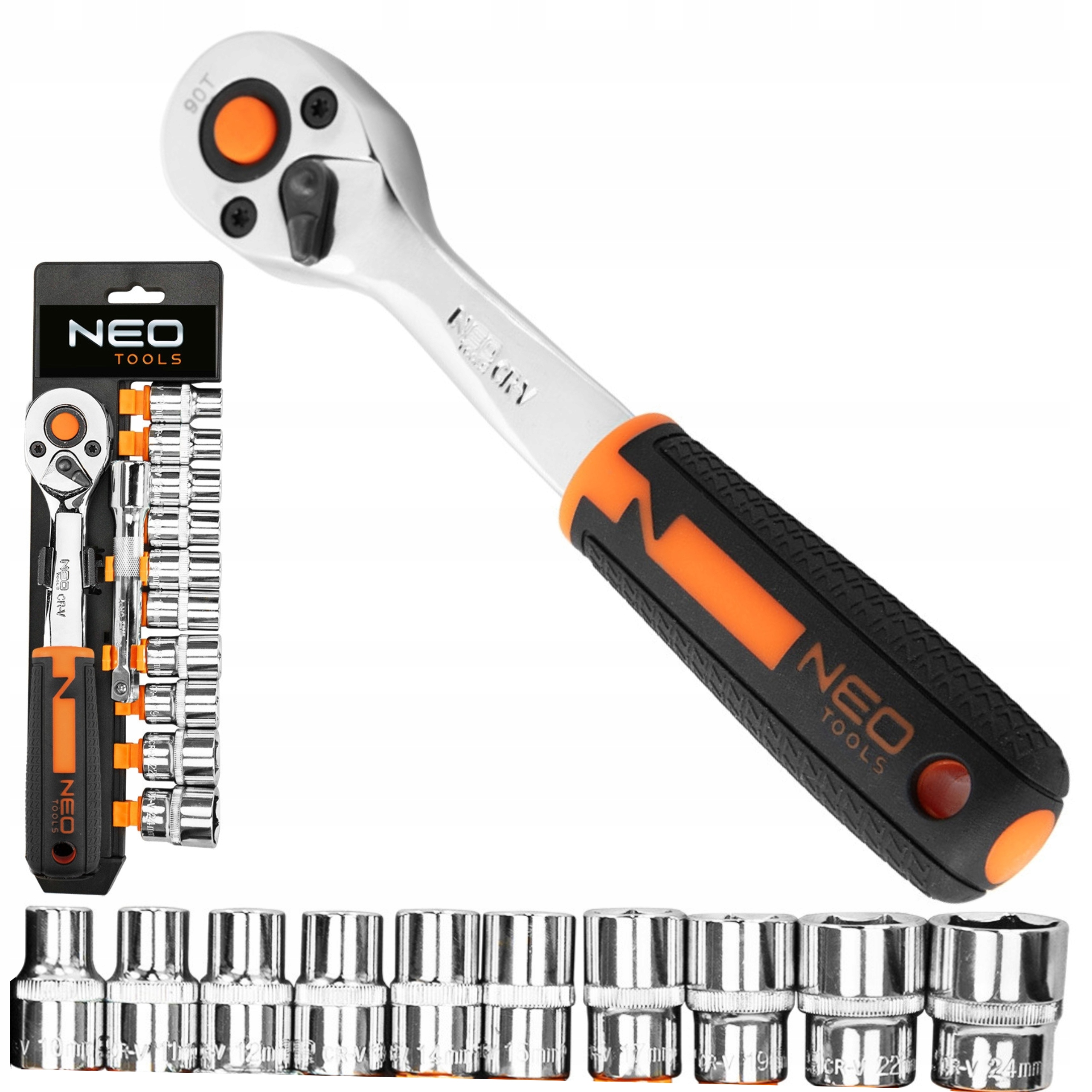 

Neo Zestaw Klucze Nasadowe 3/8" Grzechotka 12el