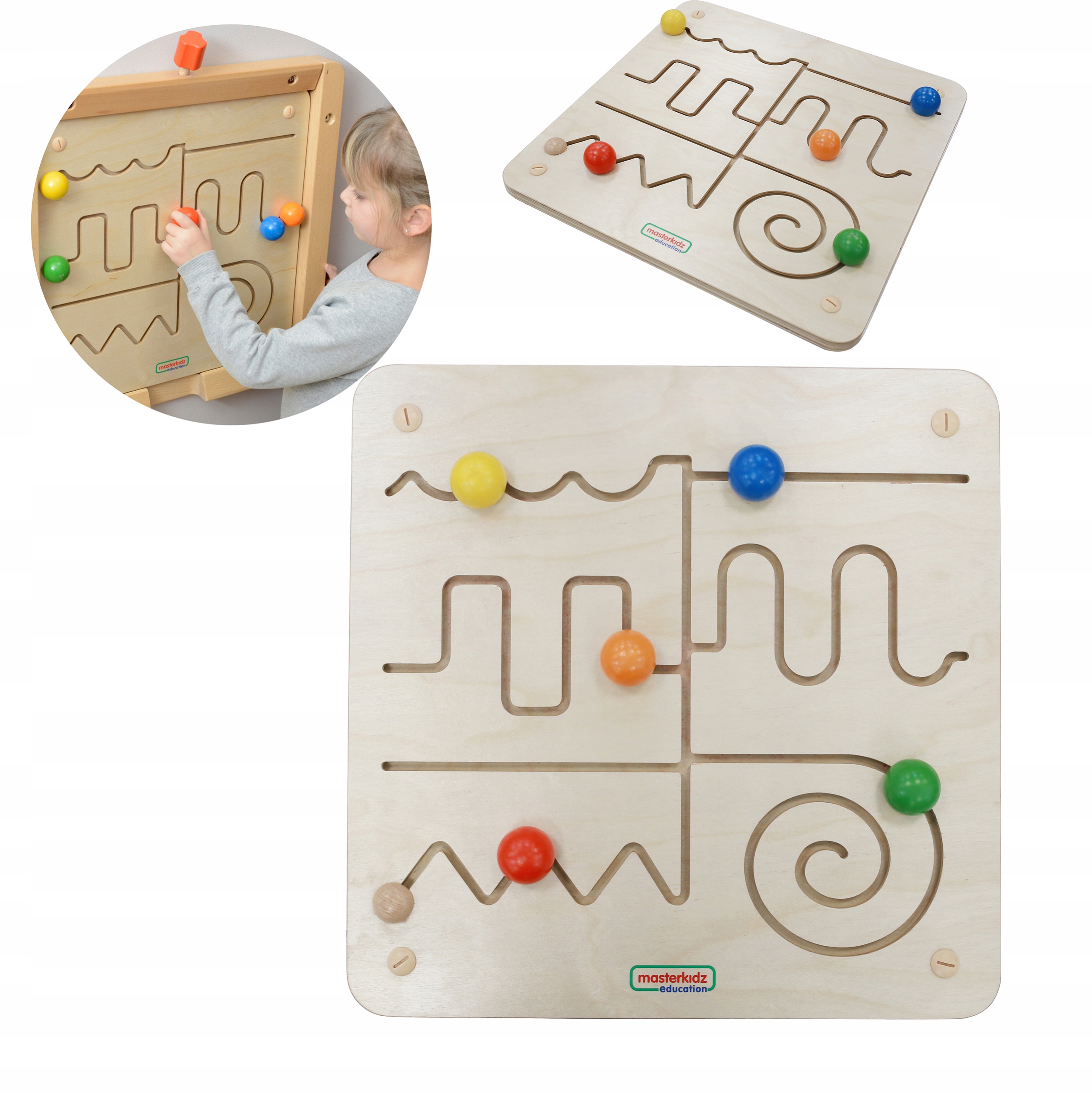 Tablica Edukacyjna Drewniana Labirynt Montessori Masterkidz