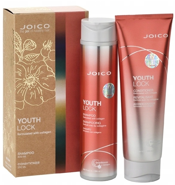 Joico Youth Lock Szampon 300+ Odżywka 250 Zestaw Włosy Dojrzałe