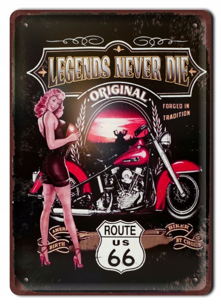 Route 66 Plakat Metalowy Szyld Obrazek RETRO#20571