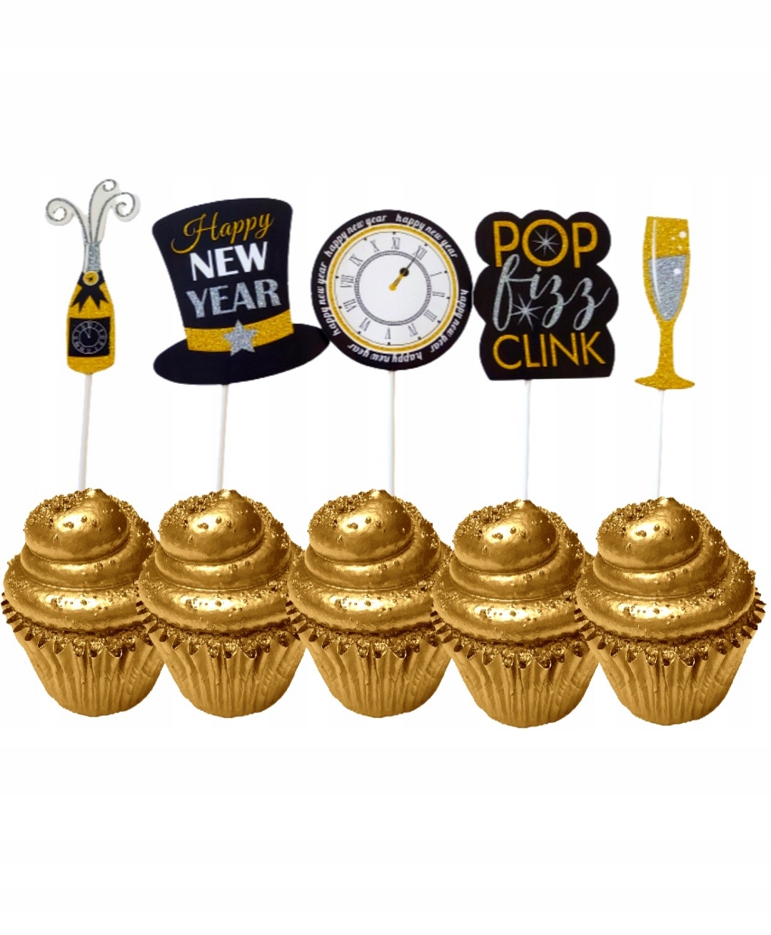 

Topper na tort Happy New Year Nowy Rok babeczki Ds