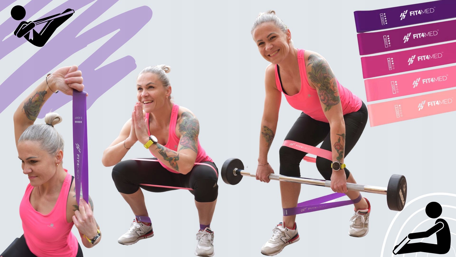 GUMY DO ĆWICZEŃ NIMI BAND FITNESS 5 SZT ZESTAW Długość 60 cm