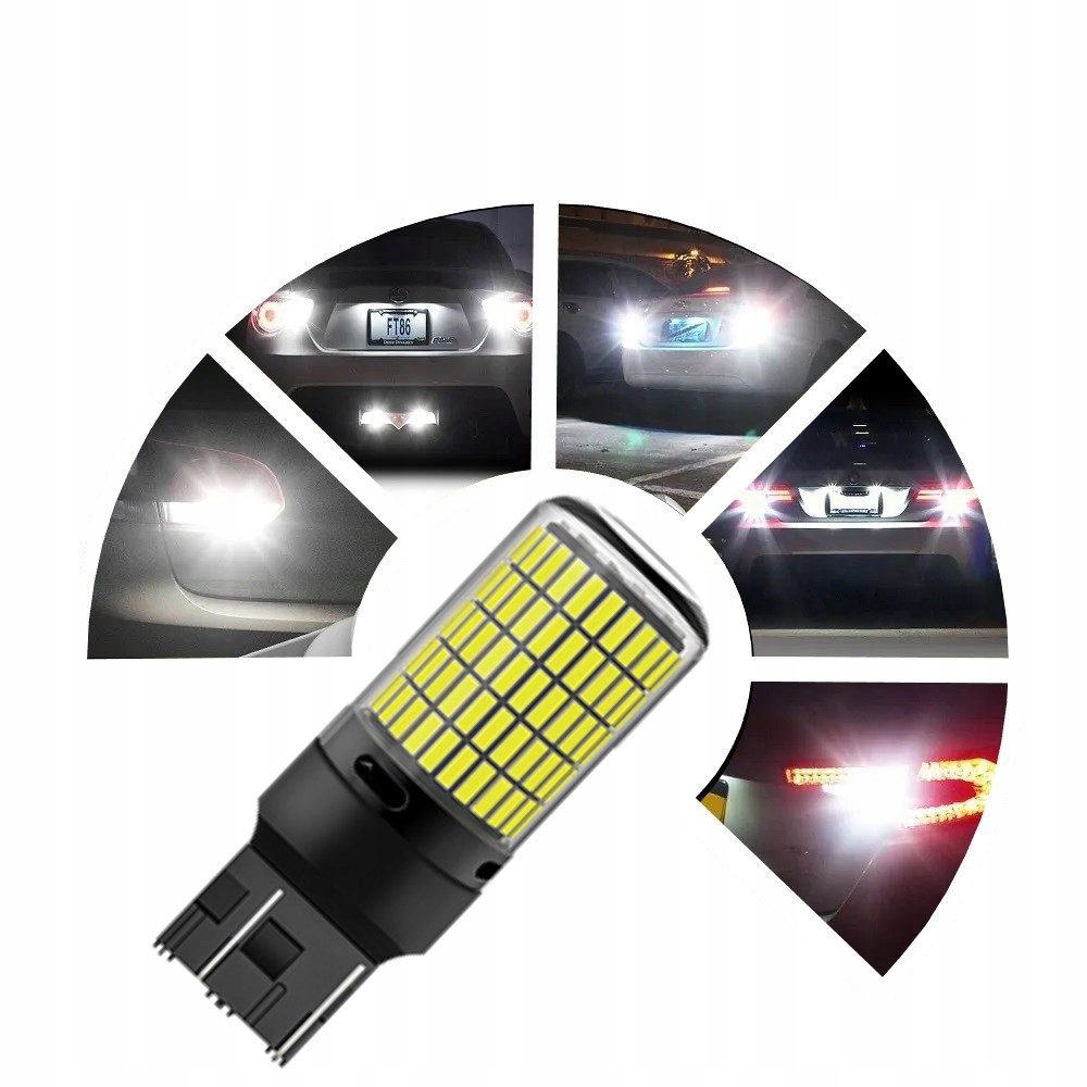 ŻARÓWKI LED W21/5W T20 7443 CANBUS BIAŁE MOCNE 2500LM 150SMD DRL POSTOJOWE Moc 8.7 W