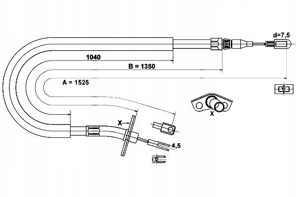 Ate Lanko Ruční Brzdy Zadní L (1525MM) Mercedes Asistent řidiče #28