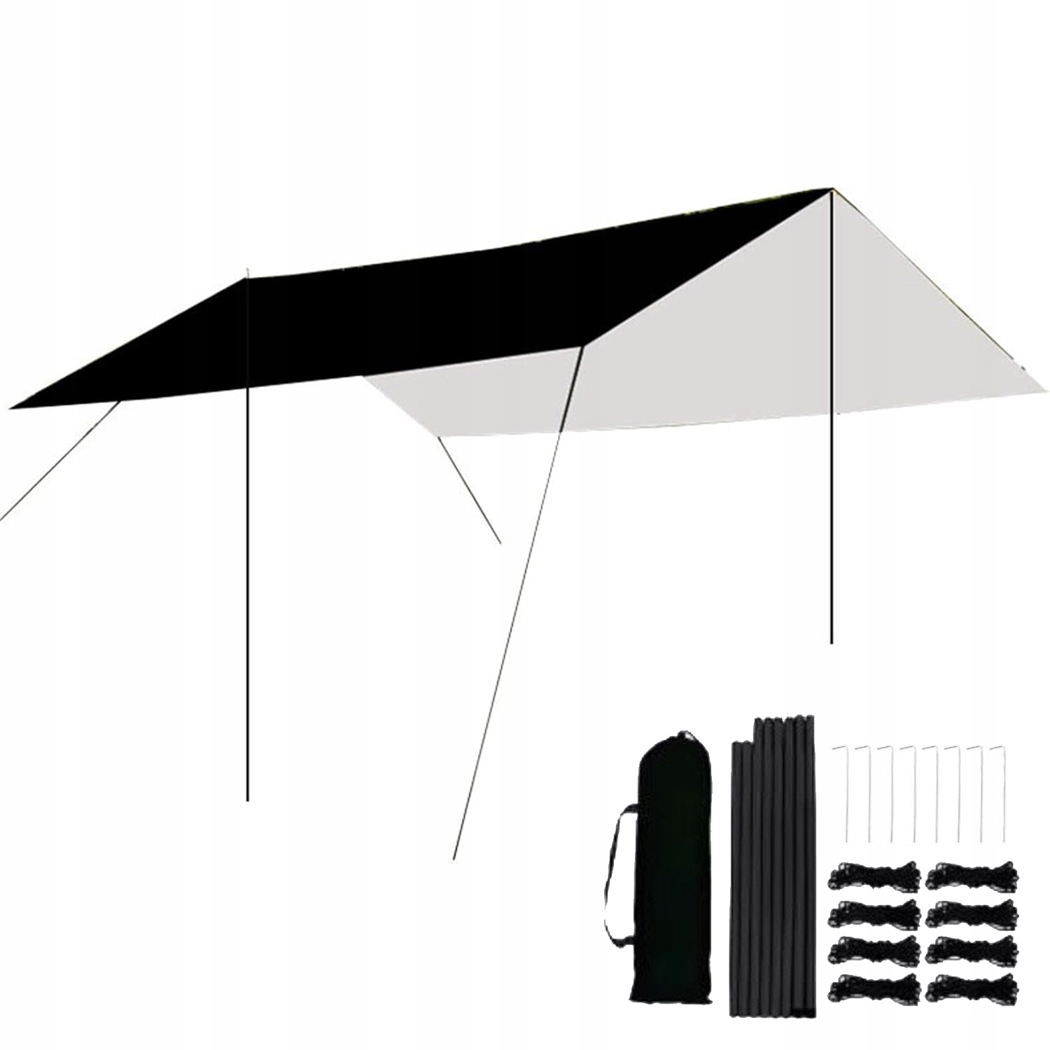 3m * 3m Lekki Tarp Kempingowy,wodoodporne Schronienie Brezentowe Z Kijkami Kit