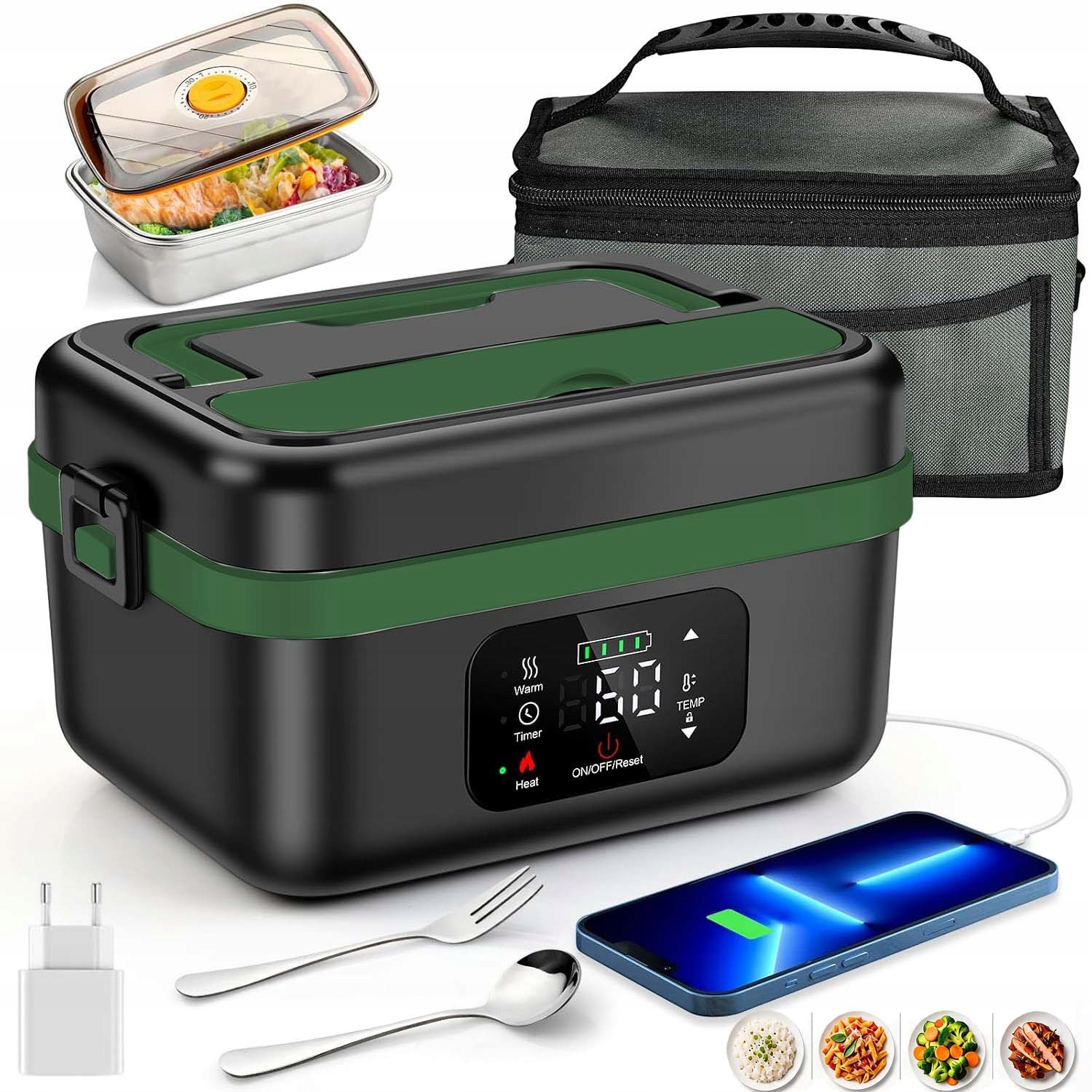 Elektrický Obědový Box Ohřívač Jídla, Nádoba 60 W, 1000 ML, Přenosná