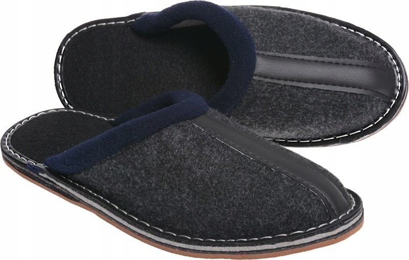 PANTOFLE MĘSKIE POLSKIE FILCOWE grafit 46