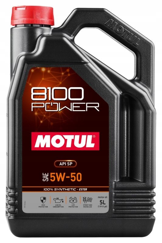 Motul Oil 5W50 5L Power/ Syntetic Ester/ Sp/ Ford WSS-M2C913-D