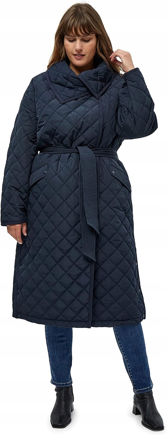 Peppercorn Dámský Kabát Tmavě Modrý S Páskem Plus Size 44 Jgg