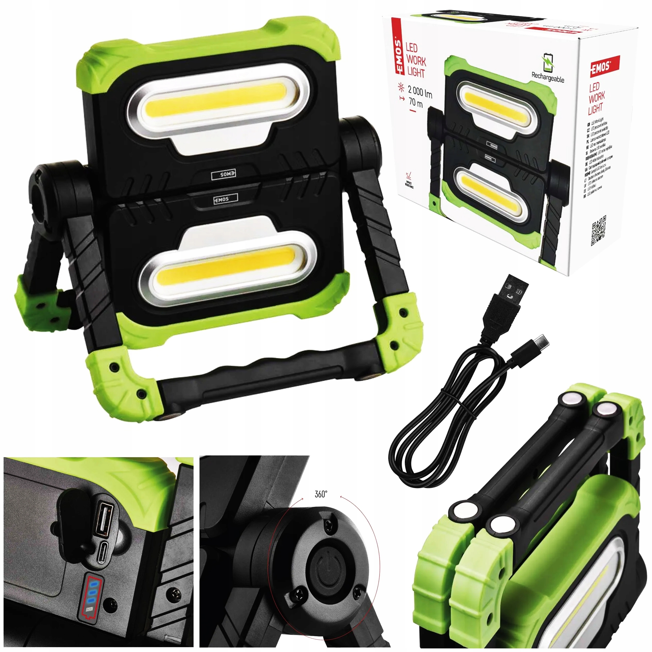 Prenosný reflektor Led Projektor Akumulátor Powerbank 2000lm