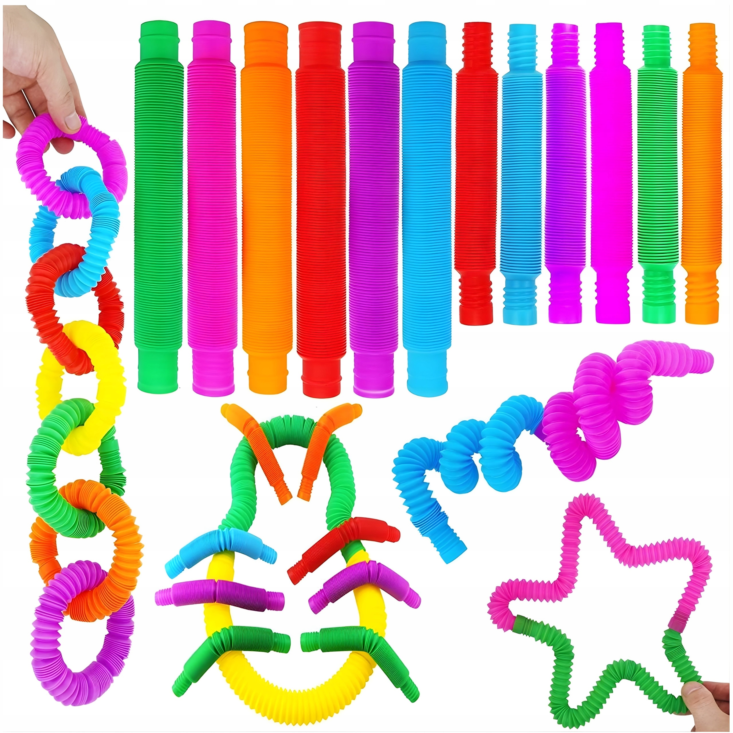 RURKI TUBY SENSORYCZNE ZESTAW 20 SZT RUR ODSTRESOWUJĄCYCH XXL MONTESSA