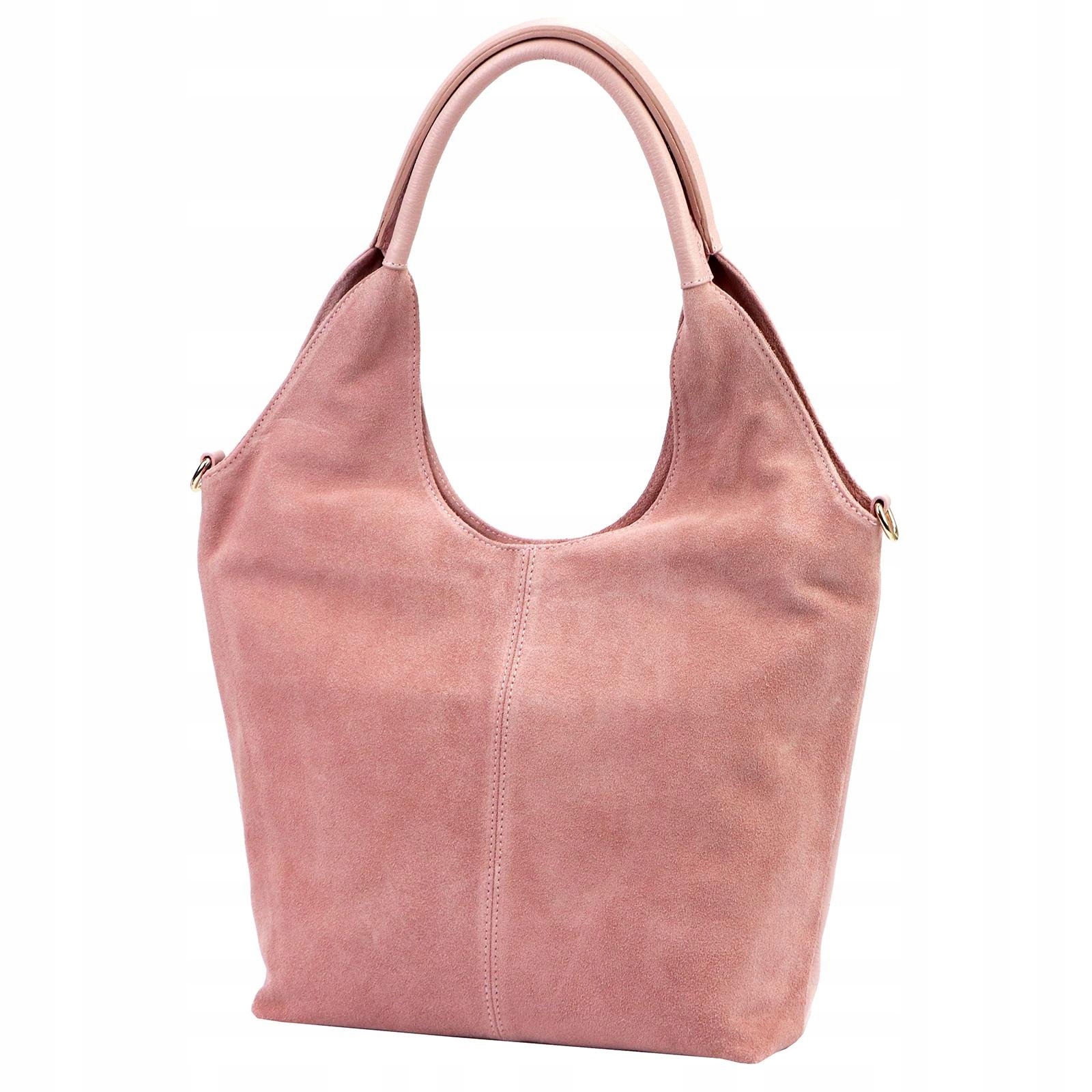 Dámská shopper kabelka z přírodní kůže pudrová růžová A4