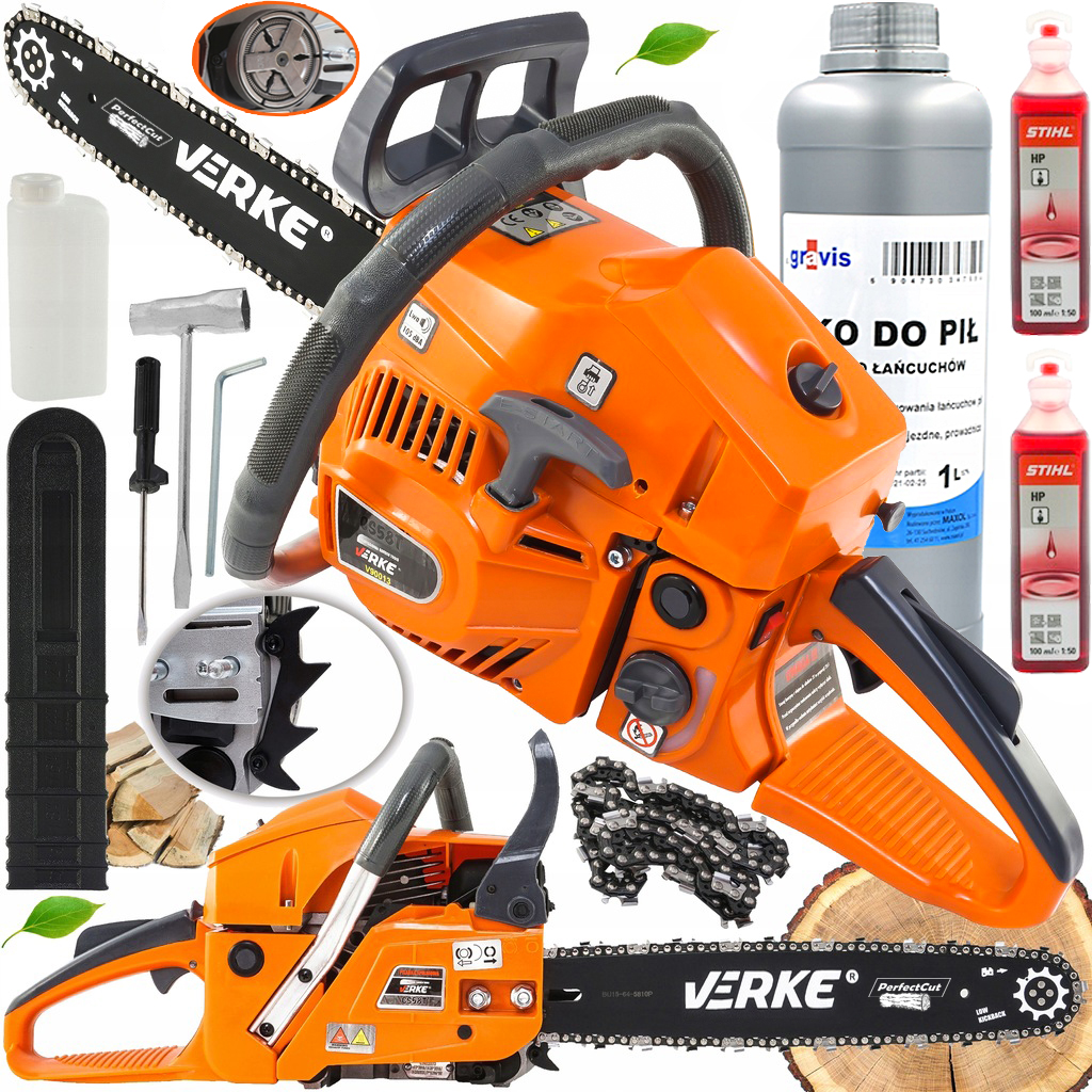 Piła Spalinowa Pilarka Łańcuchowa 3KM Do Drewna Olej Stihl Mocna Zestaw