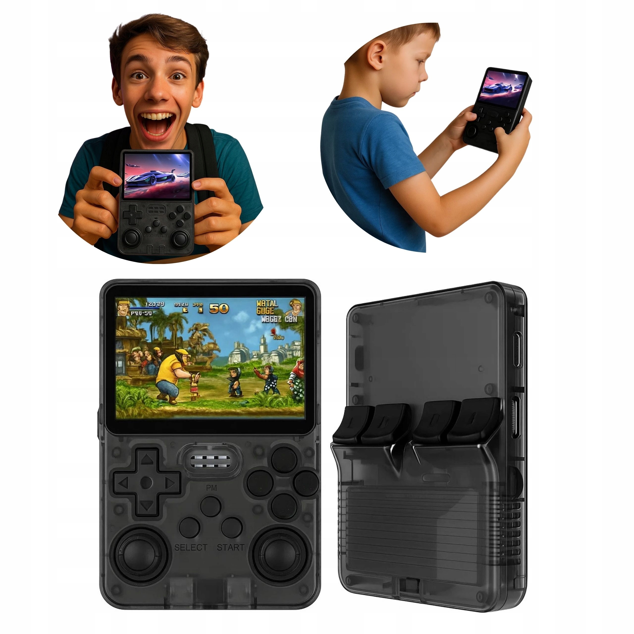 Přenosná Herní Konzole R36S Hd Pro Retro Hry 22000 Her 64GB Hdmi Gameboy Černá