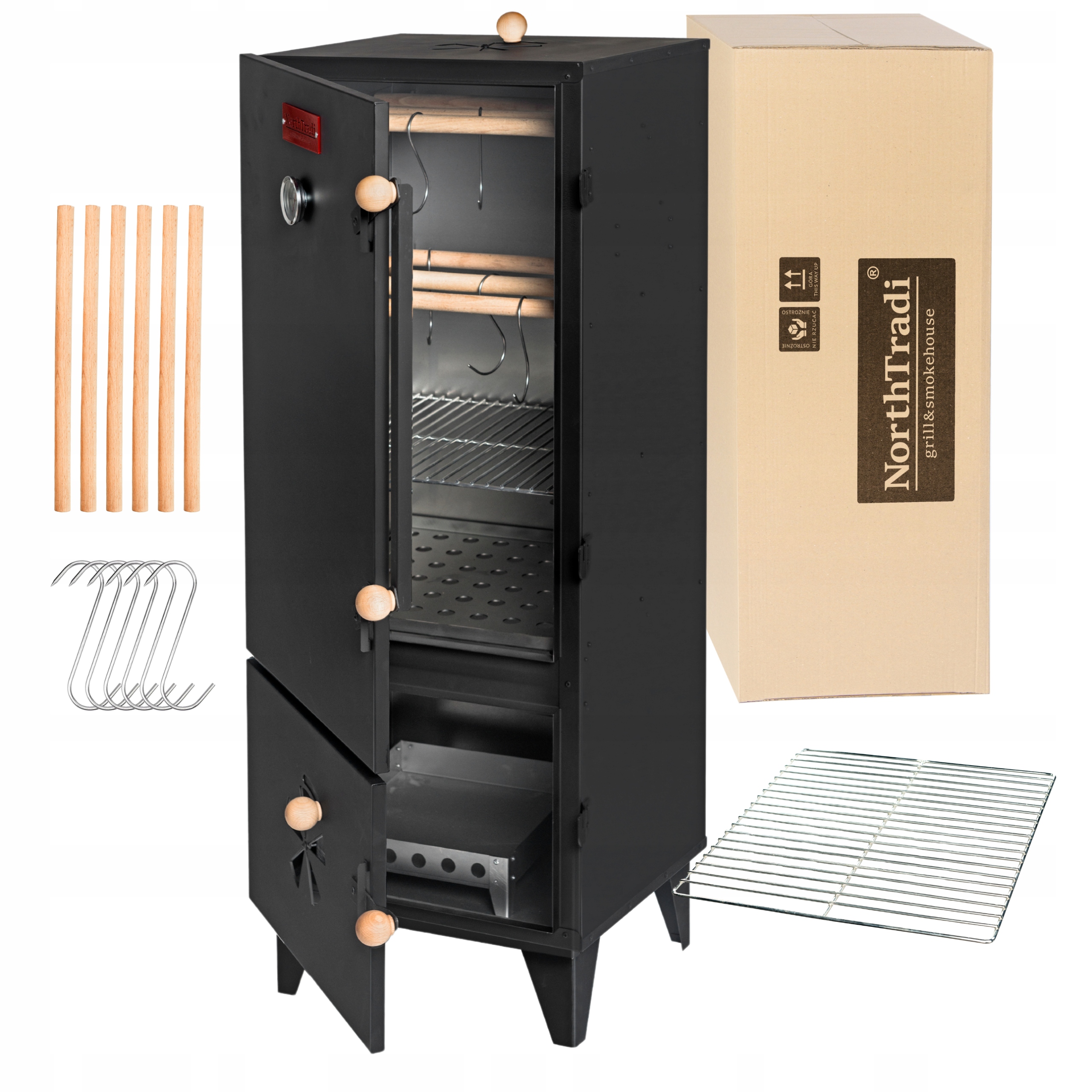 Wędzarnia Ogrodowa Domowa Stalowa Metalowa Z Funkcja Grill 2w1 Premium
