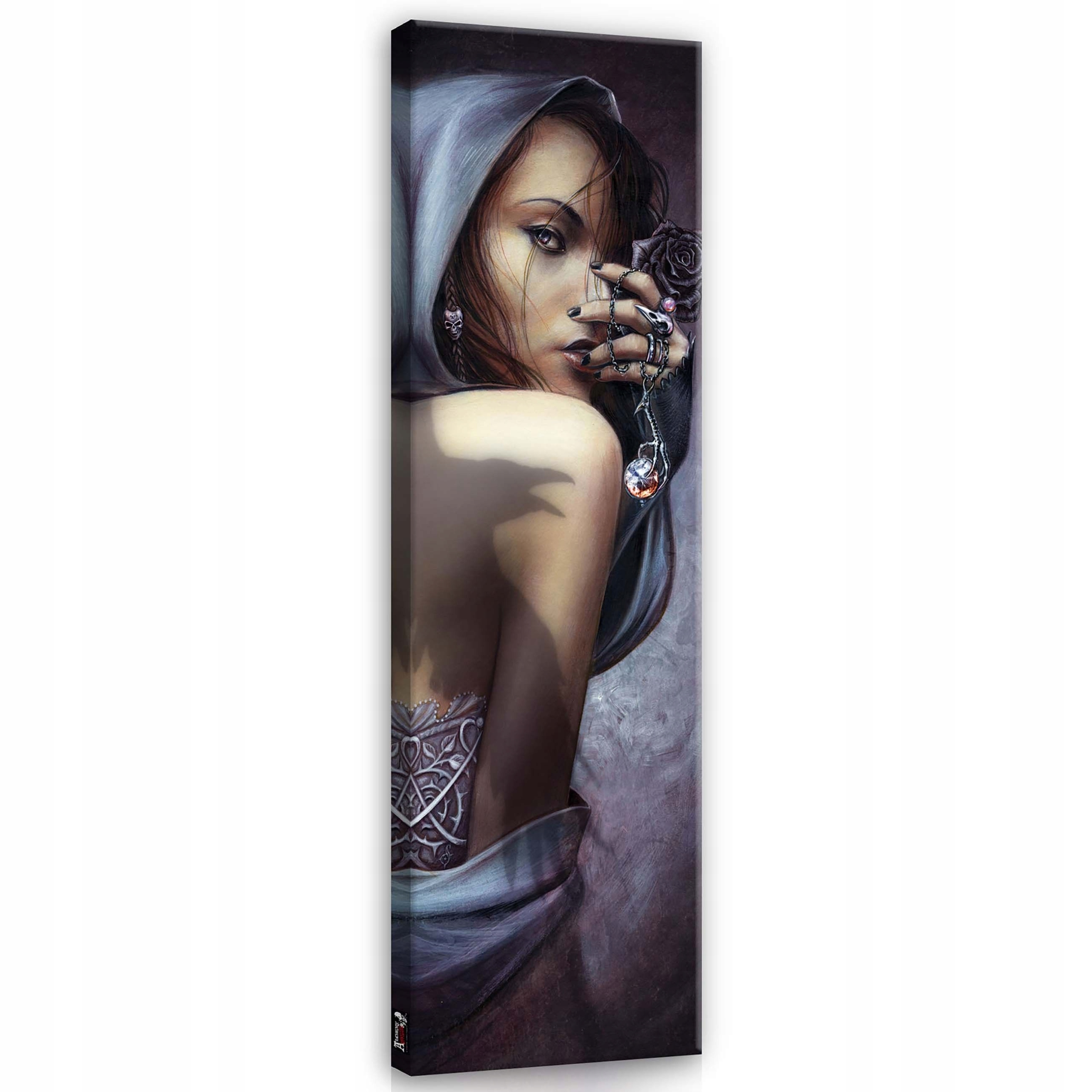 Obraz 45x145 Žena tajemná černá růže stín tetování mystika melancholie