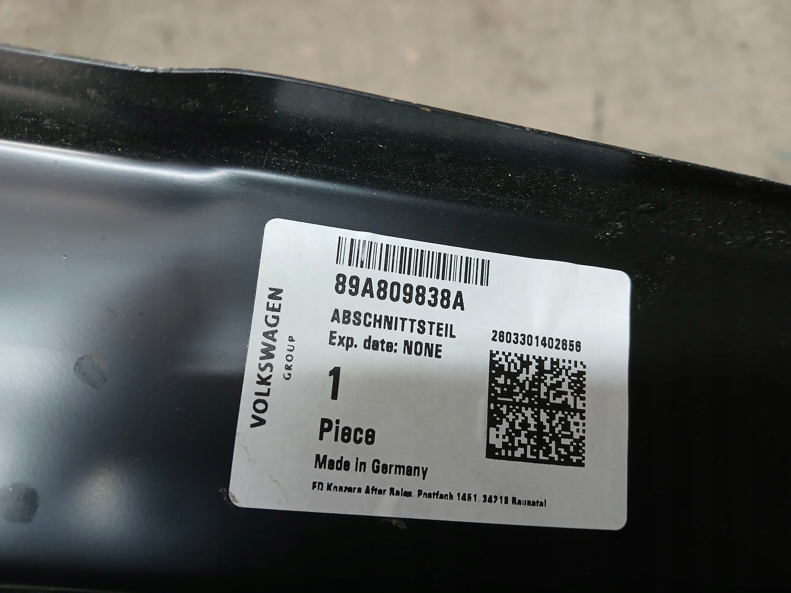 fender rear part right threshold AUDI Q4 E-TRON E TRON 89A 89A809838A