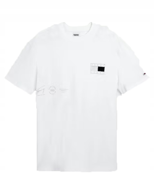 Tommy Jeans Pánské volné bílé bavlněné tričko Tričko DM0DM12555 L