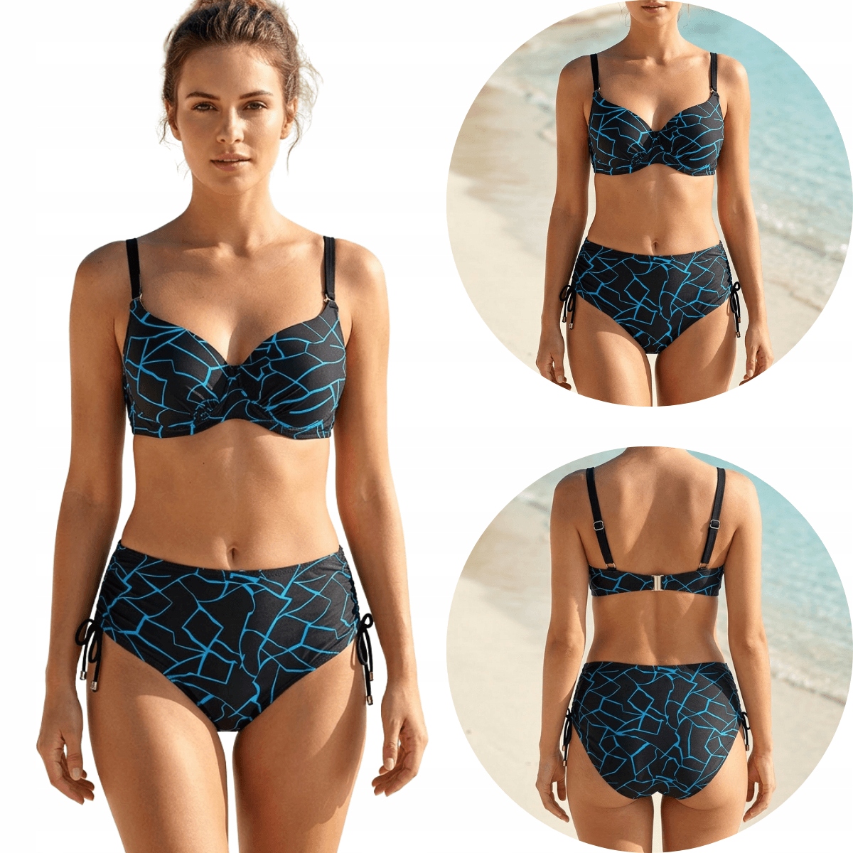 Dvoudílné plavky Vyztužené 29787 černá/modrá 95C+XXL