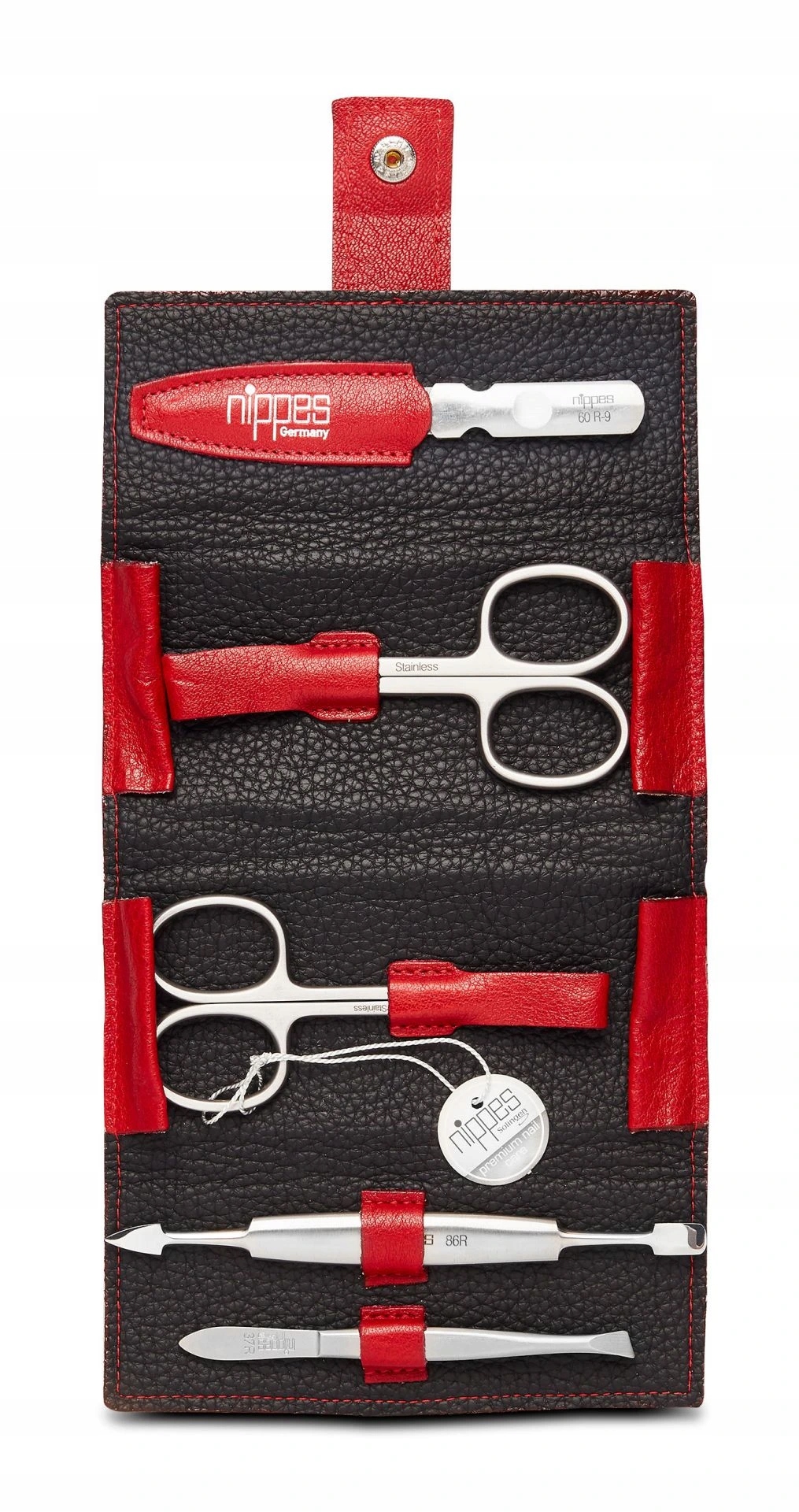 Nippes Solingen Dámská kožená sada na manikúru Wild Red 1008 červená