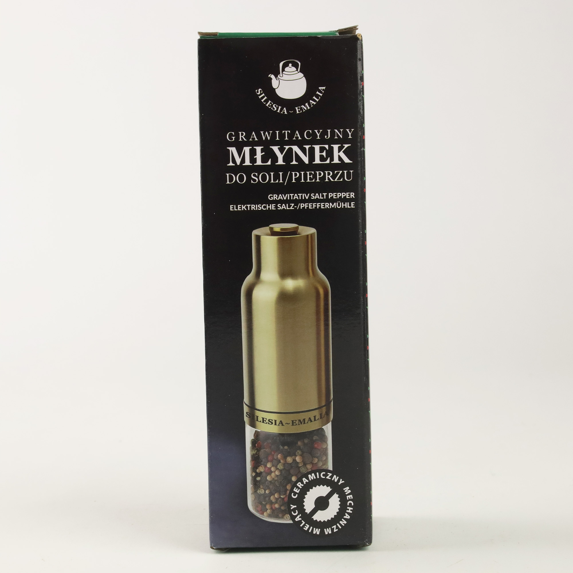 MŁYNEK GRAWITACYJNY CERAMICZNY DO MIELENIA SOLI PIEPRZU PRZYPRAW SZKLANY