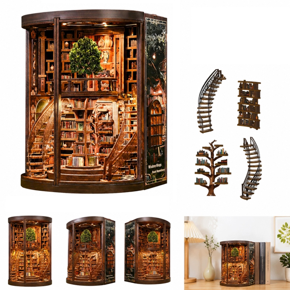 Miniaturowy Domek Drewniane Puzzle Model 3D Księgarnia Diy